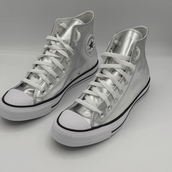 Converse Shoes - W8.5 Unisex CONVERSE Chuck Taylor ALL STAR HI Metallic Canvas Silver A14875C